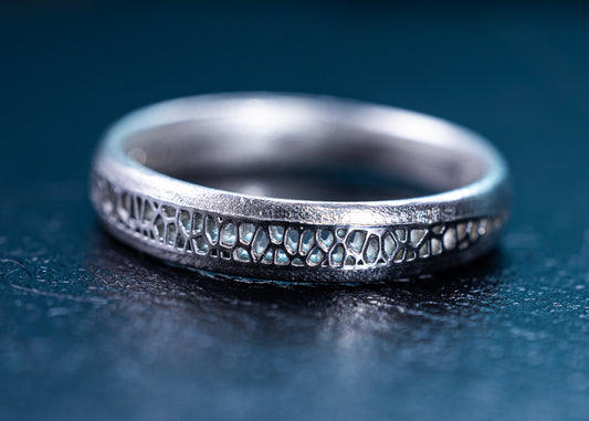 Sterling Silver Band Ring with Organic Lattice Texture item 1026