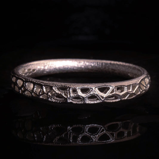 Sterling Silver Band Ring with Organic Lattice Texture item 1029