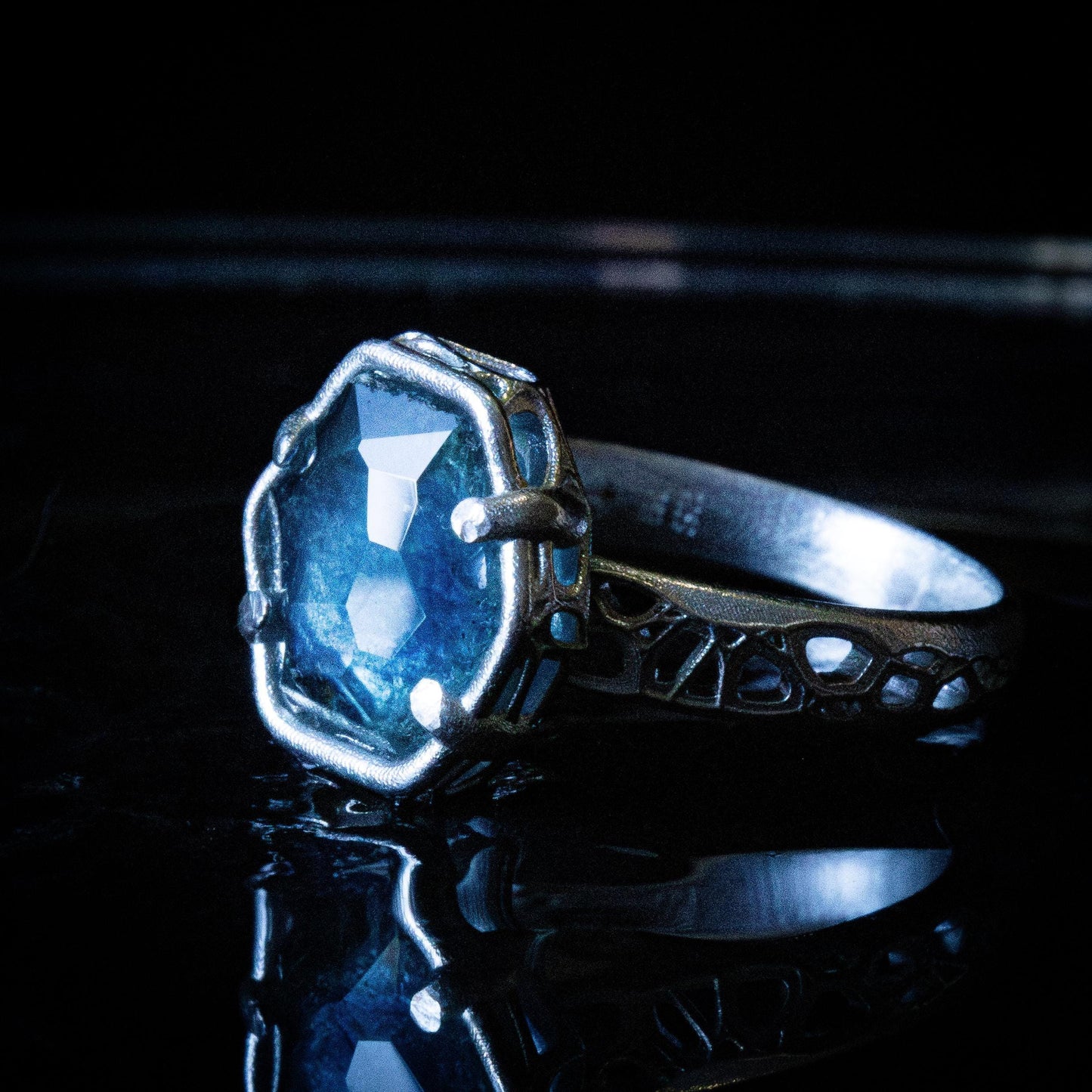 Montana Sapphire Ring Hand Cut Solitaire in Sterling Silver, item 1021 sapphire, silver