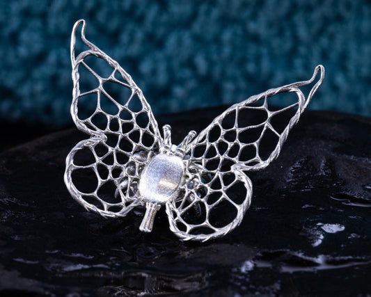 Butterfly Photo Magnet - Sculptural Metal Fridge Magnet for Holding Pictures or Memories Sterling Silver