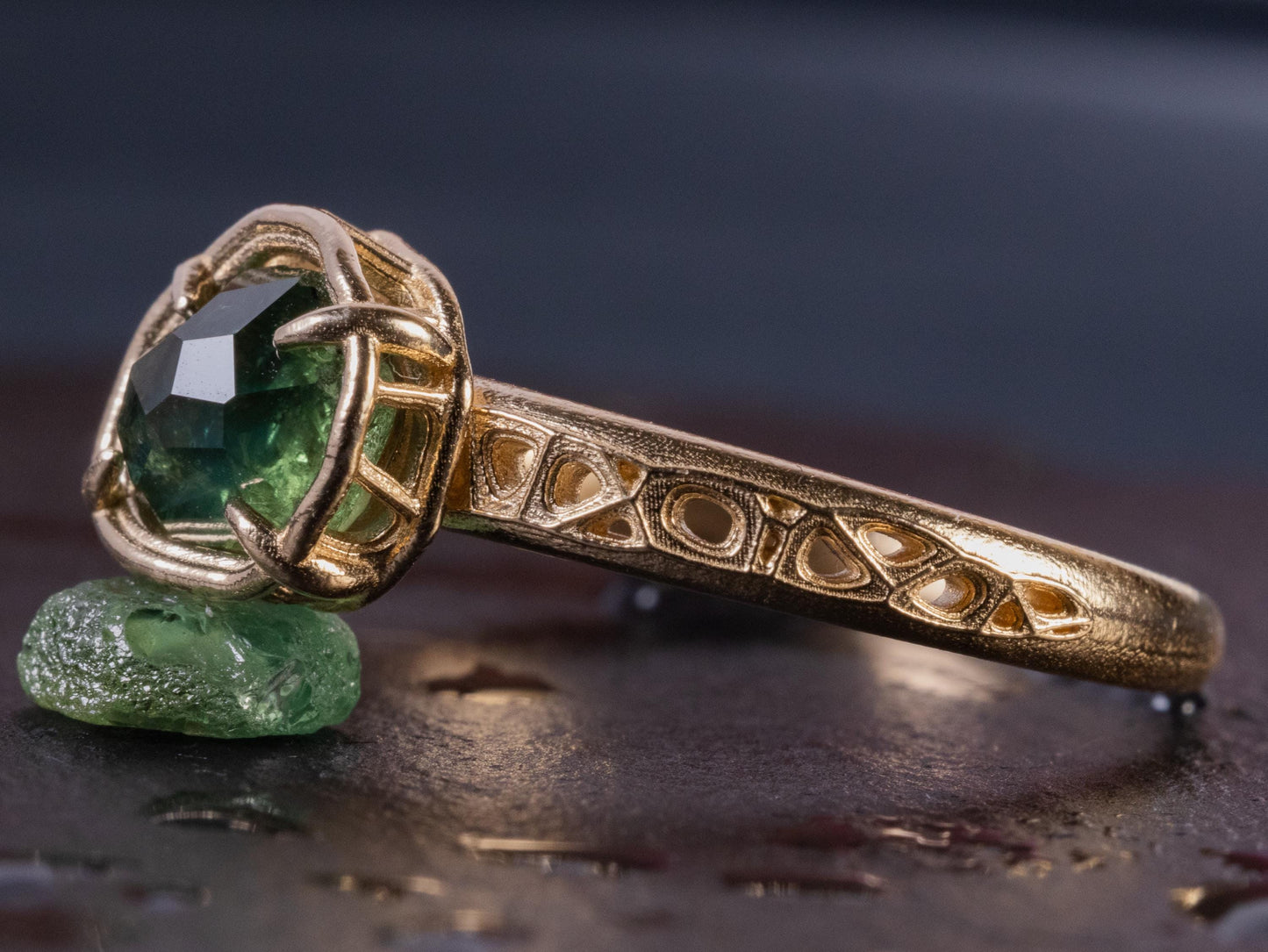 Green Montana Sapphire Ring in Solid 10k Gold, Handmade Sapphire Ring, Organic Fine Jewelry