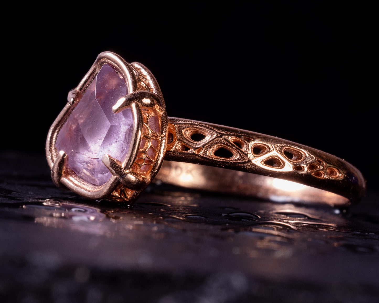 Natural Pink Spinel Ring in 10K Rose Gold, One of a Kind Organic Gemstone Ring, Size 7.25