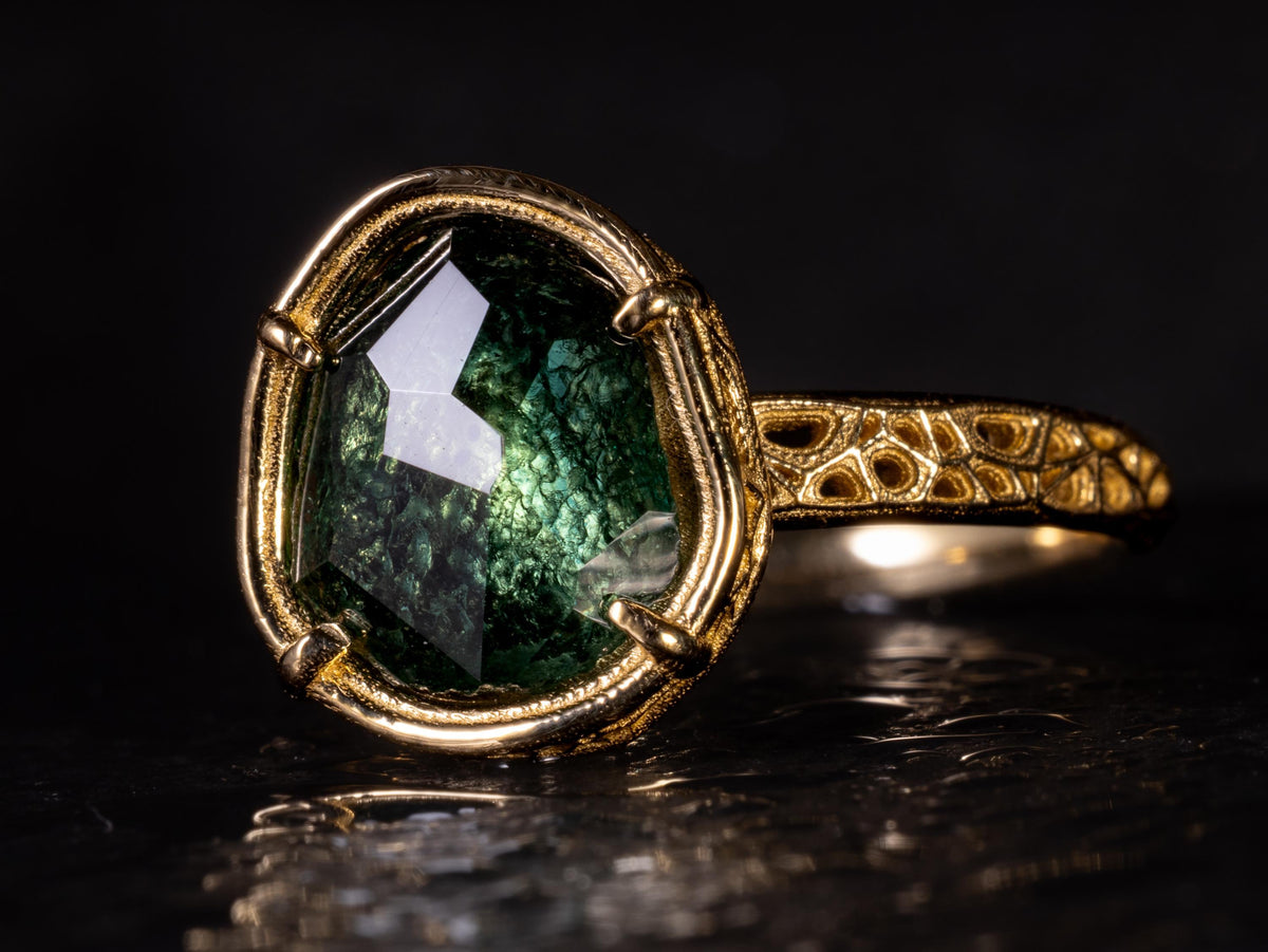 Forest Green Montana Sapphire Ring in 14k Gold