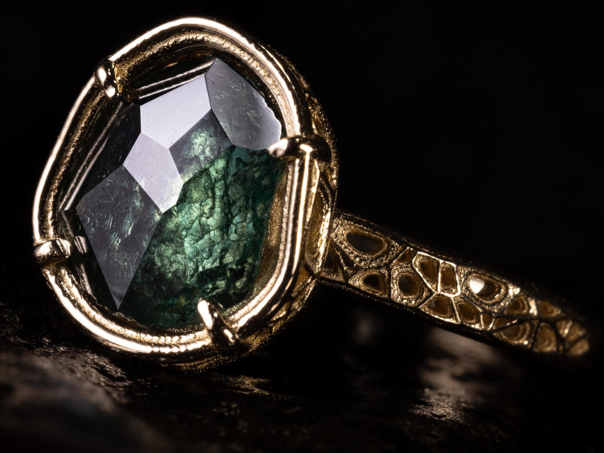 Forest Green Montana Sapphire Ring in 14k Gold