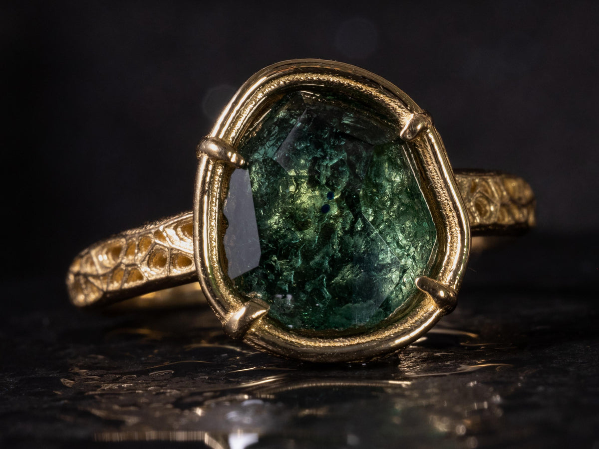 Forest Green Montana Sapphire Ring in 14k Gold