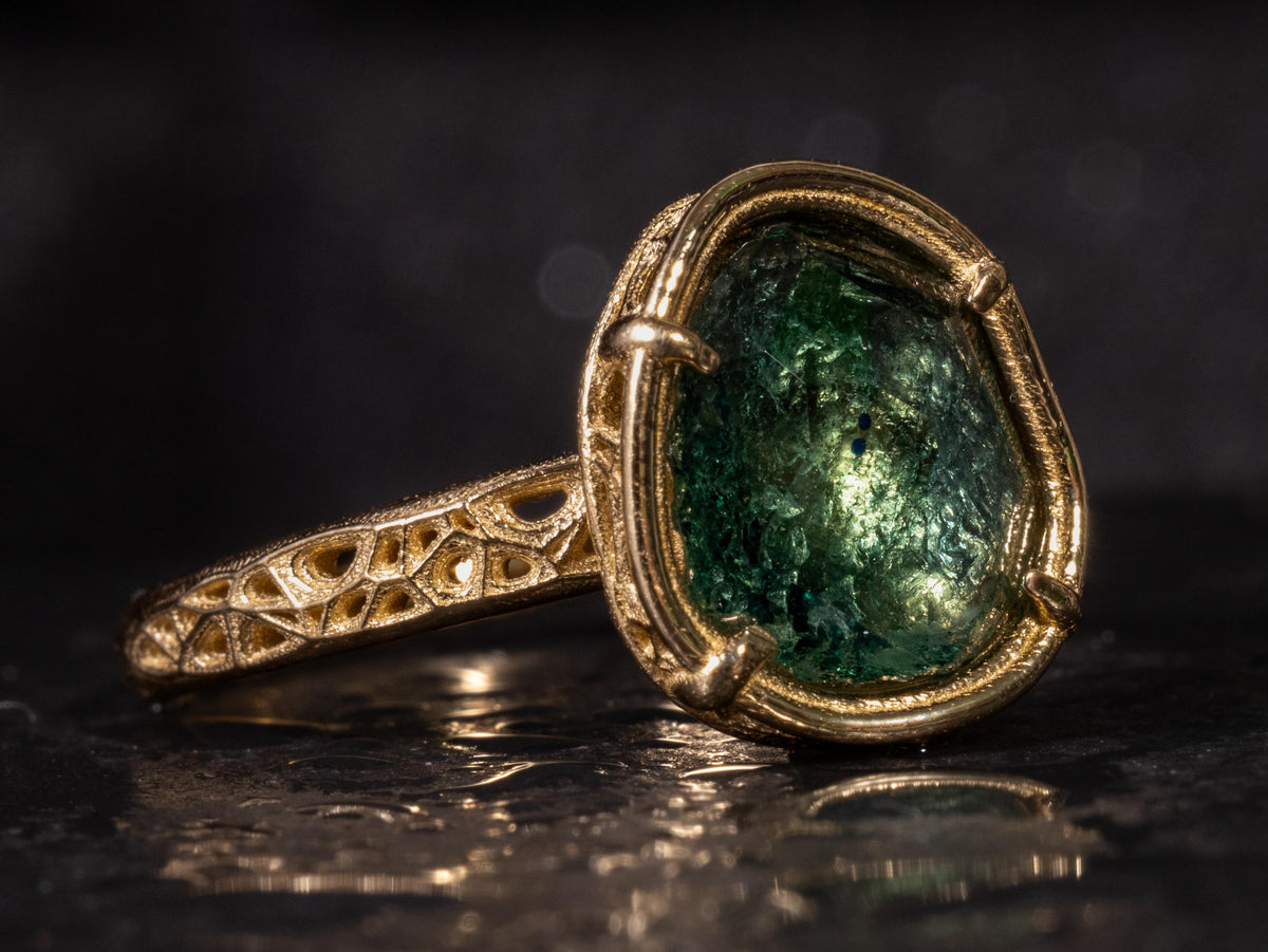 Forest Green Montana Sapphire Ring in 14k Gold
