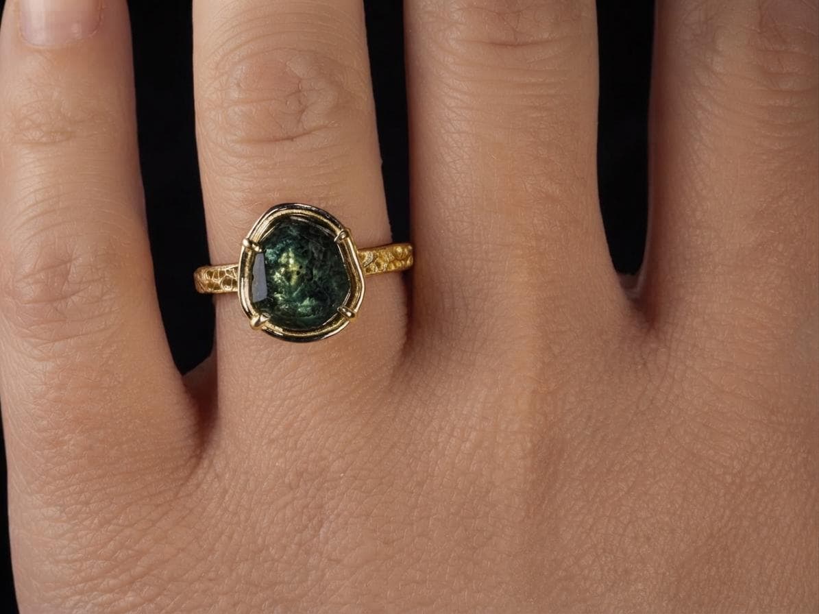 Forest Green Montana Sapphire Ring in 14k Gold