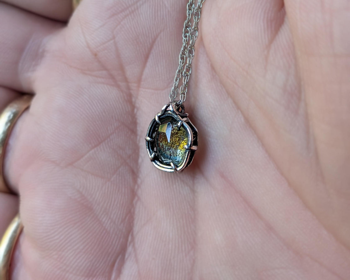 Natural Montana Sapphire Pendant Sterling Silver Hand Cut Gemstone