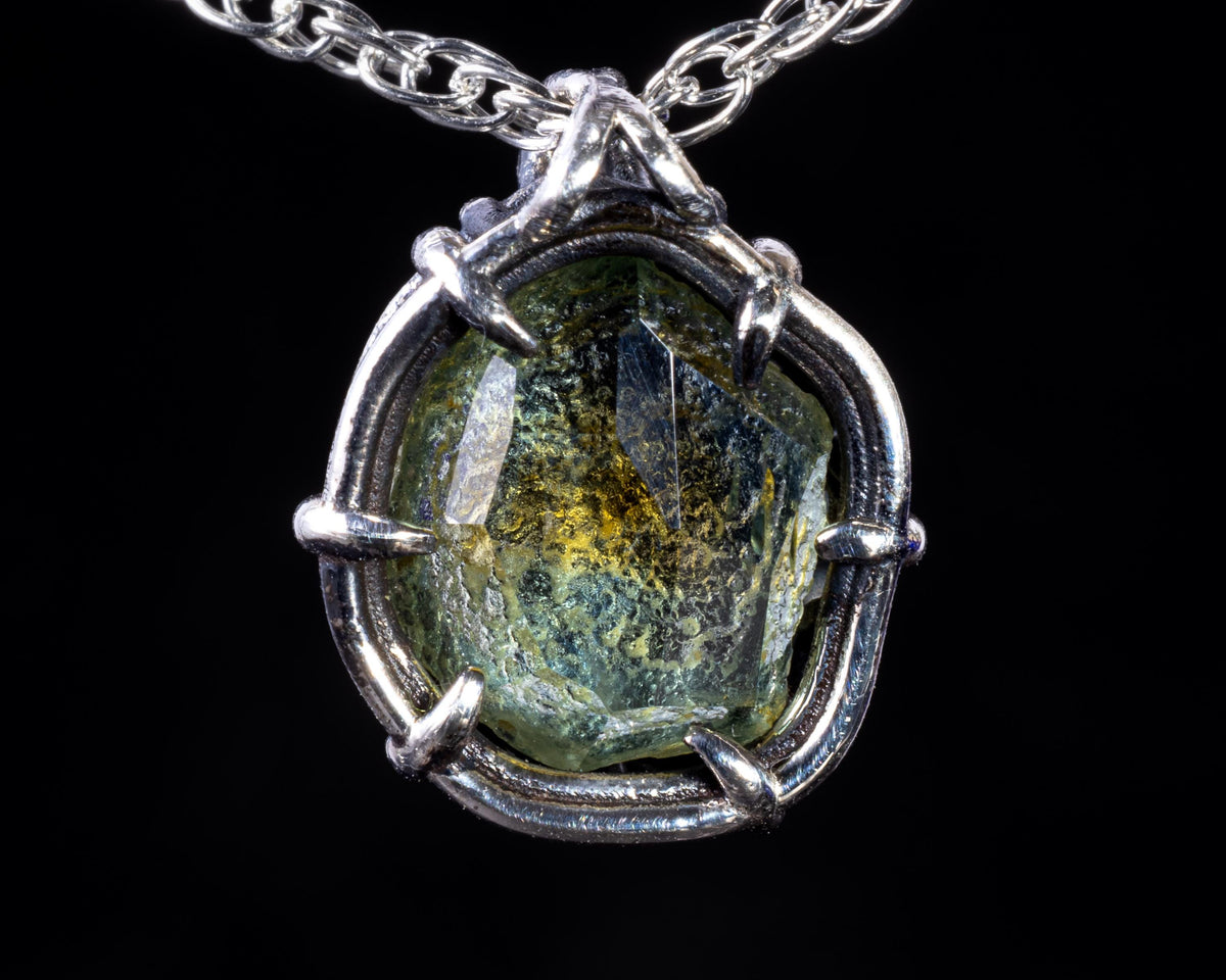 Natural Montana Sapphire Pendant Sterling Silver Hand Cut Gemstone