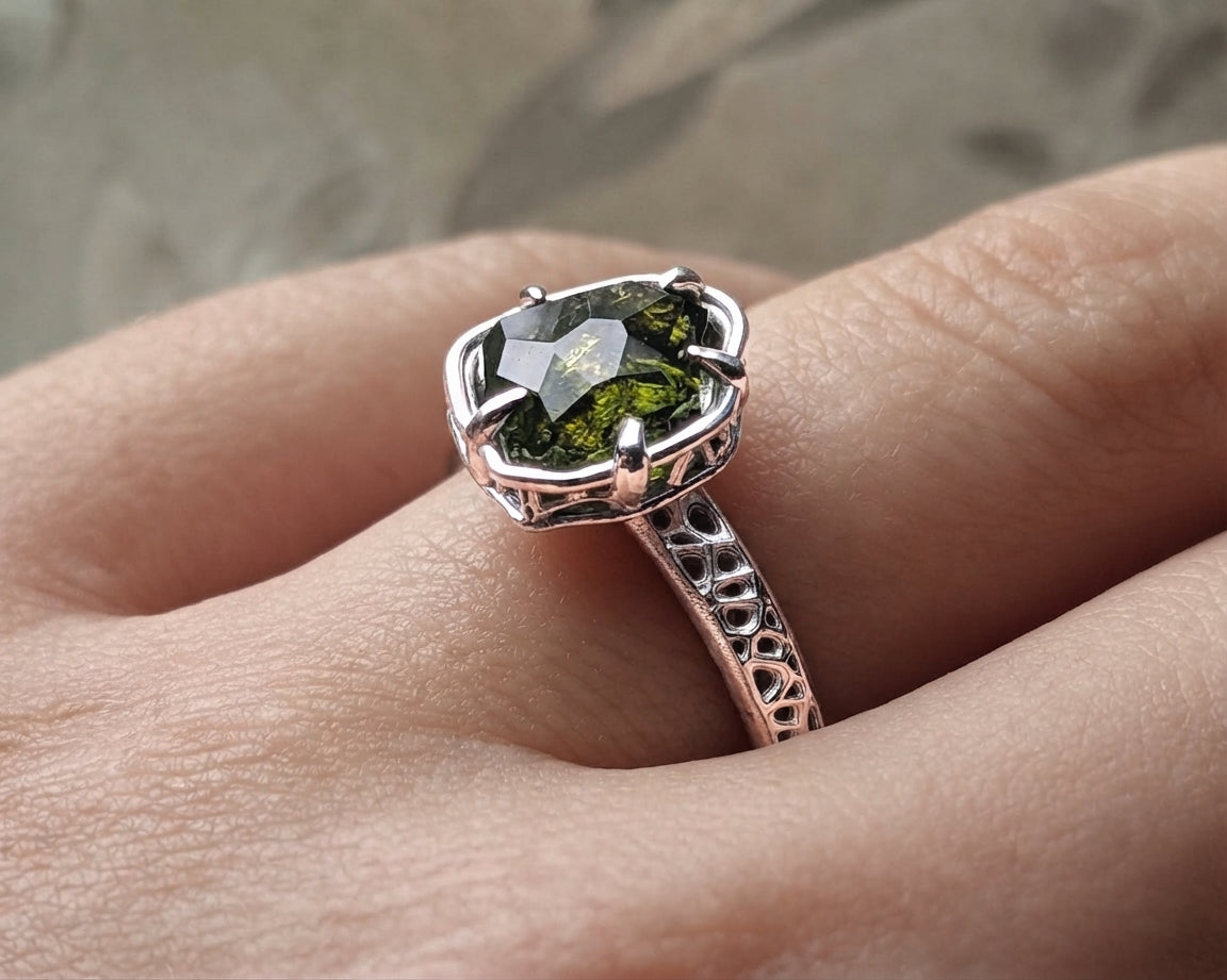 Green Tourmaline Ring in Sterling Silver