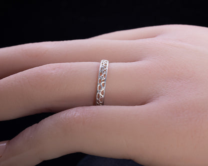 Sterling Silver Band Ring with Organic Lattice Texture item 1029