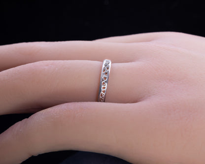 Sterling Silver Band Ring with Organic Lattice Texture item 1030