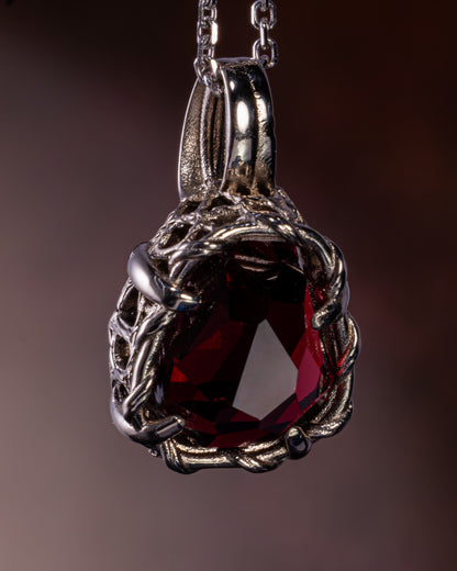 14k White Gold Garnet Pendant, Fine Jewelry, item 1037