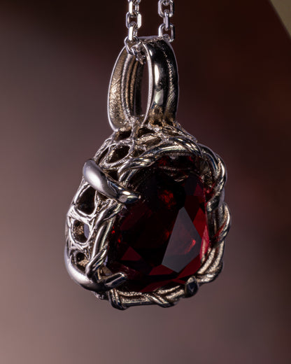 14k White Gold Garnet Pendant, Fine Jewelry, item 1037