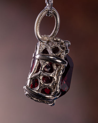 14k White Gold Garnet Pendant, Fine Jewelry, item 1037