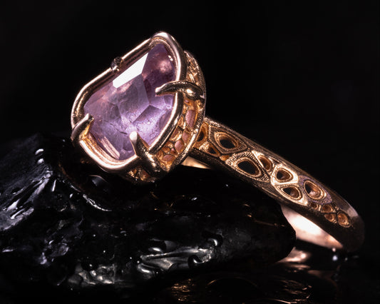 Natural Pink Spinel Ring in 10K Rose Gold, One of a Kind Organic Gemstone Ring, Size 7.25