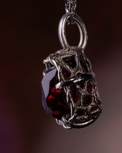 14k White Gold Garnet Pendant, Fine Jewelry, item 1037