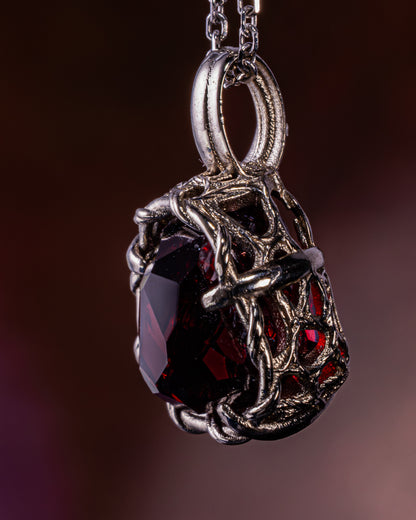 14k White Gold Garnet Pendant, Fine Jewelry, item 1037