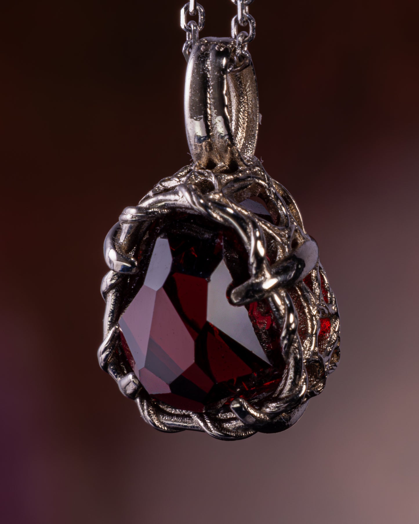 14k White Gold Garnet Pendant, Fine Jewelry, item 1037
