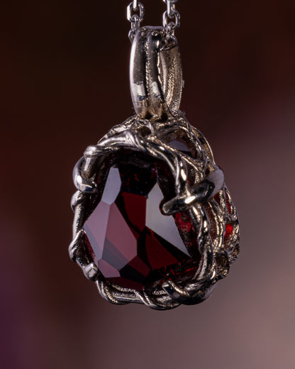 14k White Gold Garnet Pendant, Fine Jewelry, item 1037