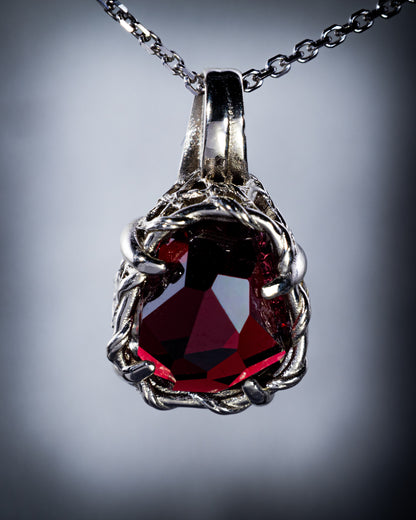 14k White Gold Garnet Pendant, Fine Jewelry, item 1037