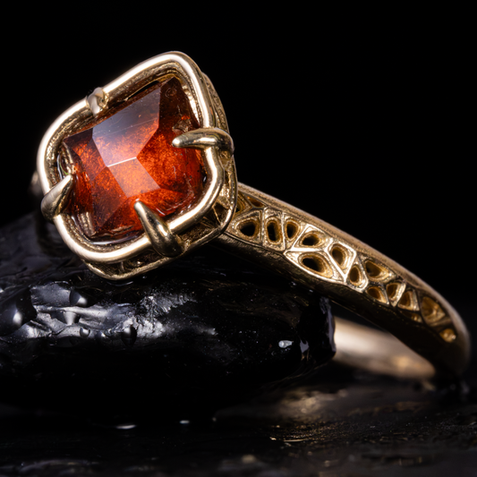 Natural Red Spinel Ring in 14K Yellow Gold, One of a Kind Organic Gemstone Ring