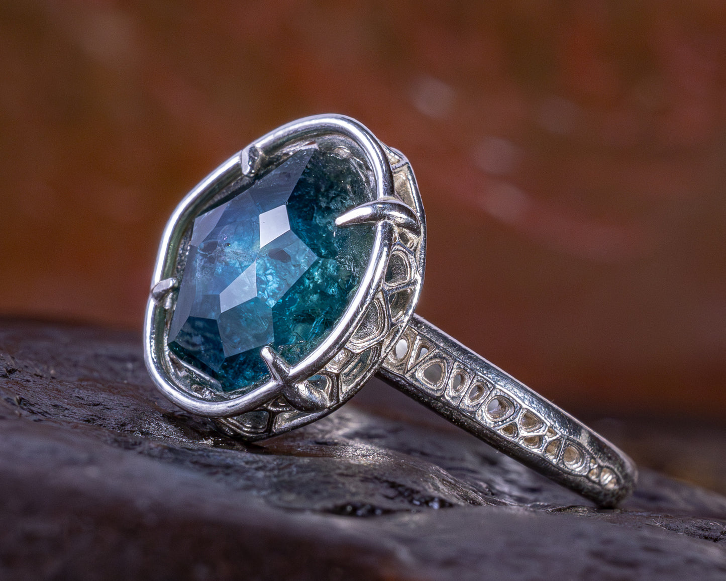 Montana Sapphire Ring Hand Cut Solitaire in Sterling Silver, item 1008
