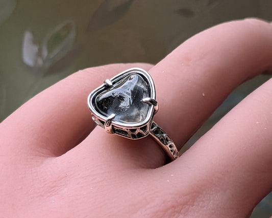 Natural Sapphire Ring Sterling Silver Organic One of a Kind Jewelry