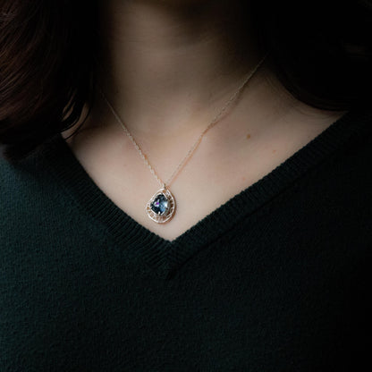 Hand Cut Rutilated Sapphire Sterling Silver Pendant - Dreamcatcher Necklace item 1005 Sterling silver, Sapphire