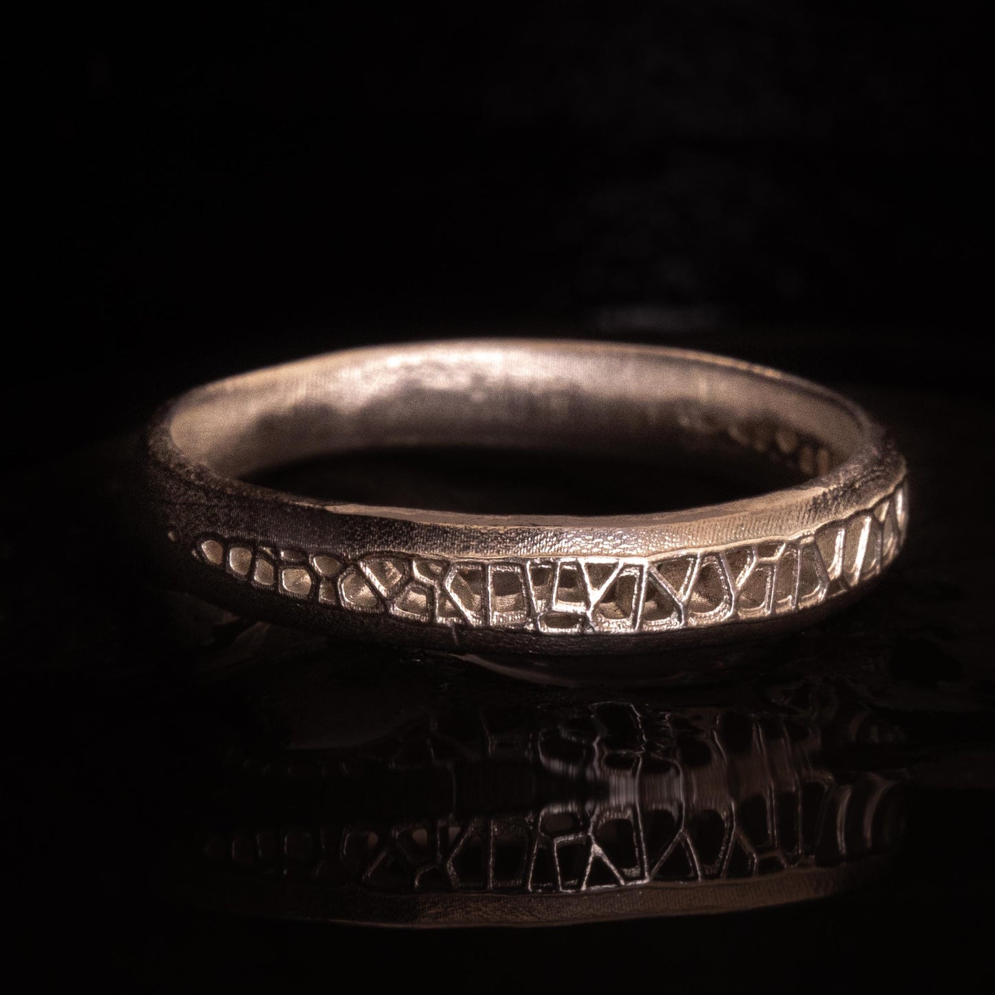 One of a Kind Sterling Silver Band Ring with Organic Lattice Texture 1031 