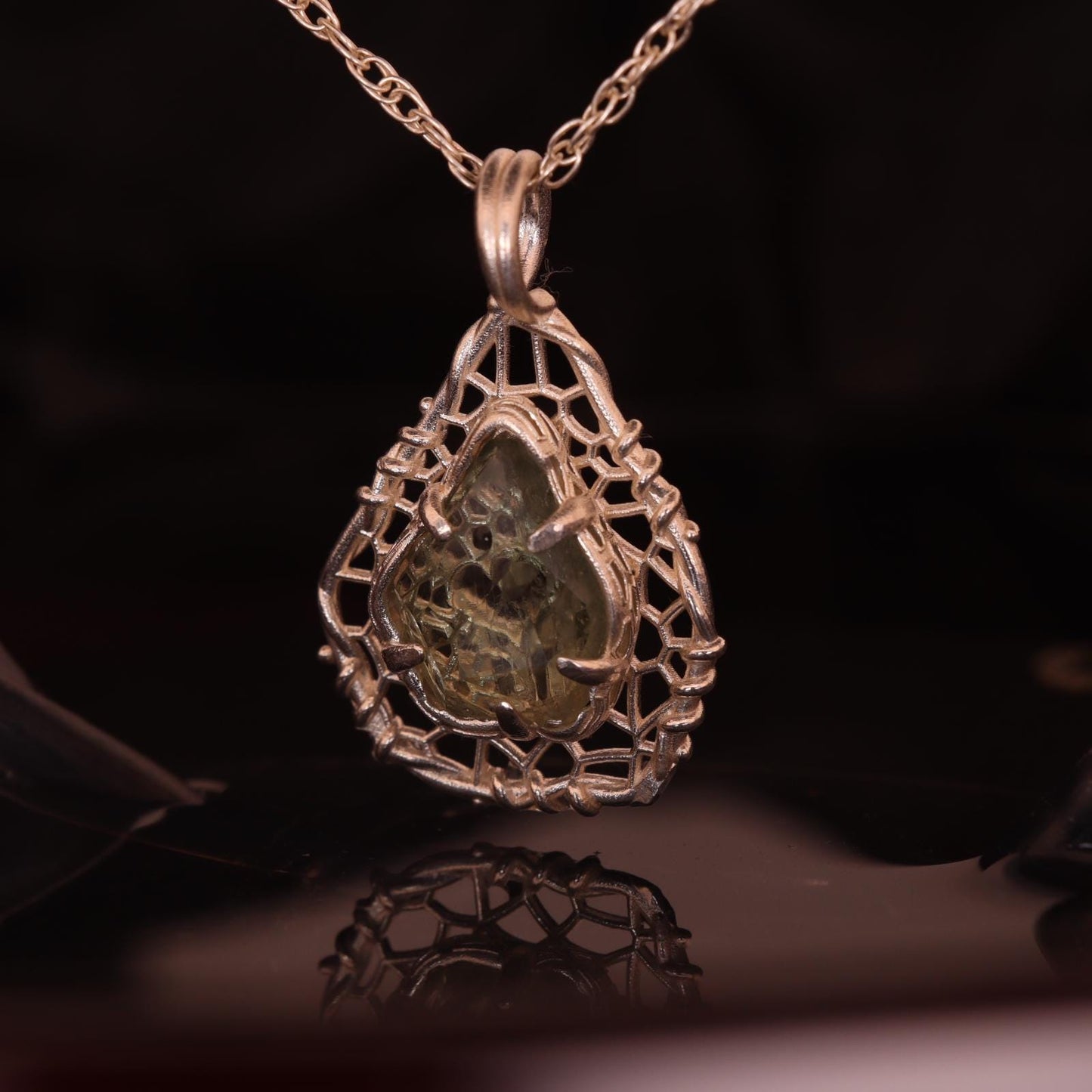 Hand Cut Montana Sapphire Pendant Necklace in Sterling Silver – Dreamcatcher Reimagined, One of a Kind 1023 Sterling silver, Montana Sapphire, green sapphire