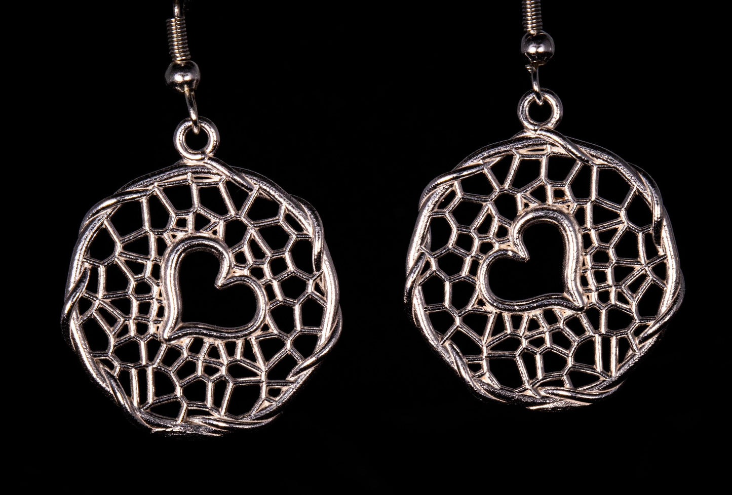 Handcrafted Sterling Silver Heart Lattice Earrings item 1038 
