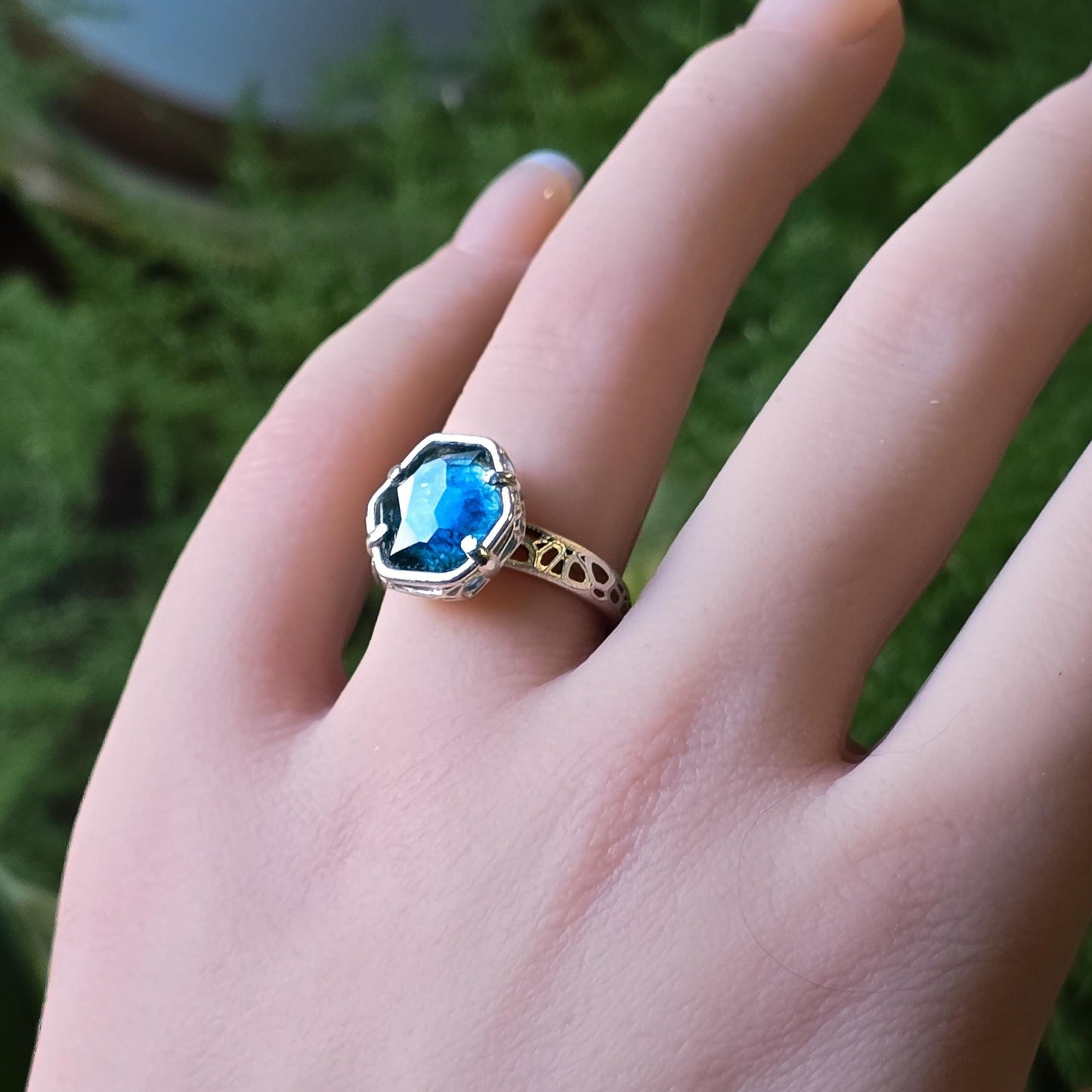 Montana Sapphire Ring Hand Cut Solitaire in Sterling Silver, item 1021 sapphire, silver
