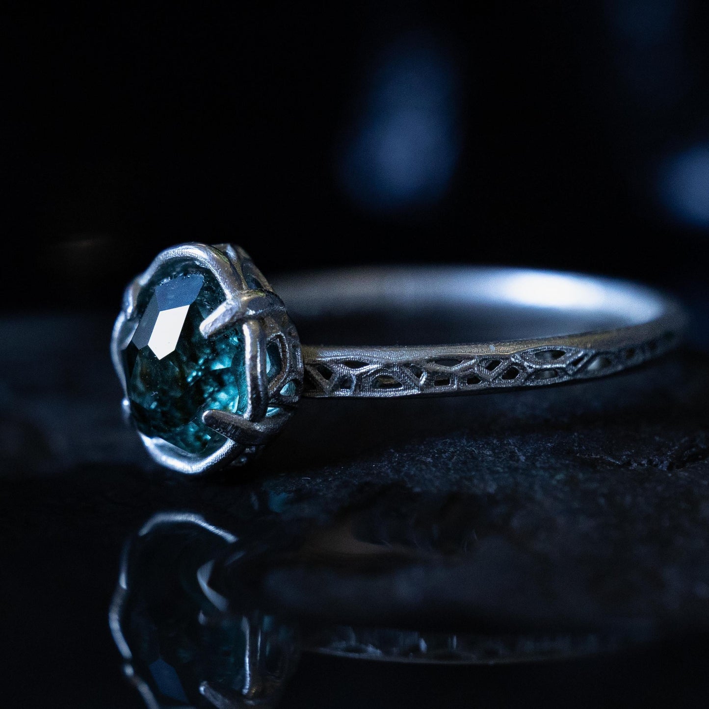 Hand Cut Montana Sapphire Solitaire Ring in Sterling Silver, item 1012 