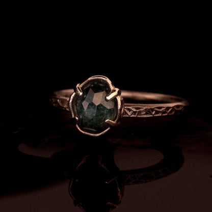 Hand Cut Montana Sapphire Solitaire Ring in Sterling Silver, item 1012 