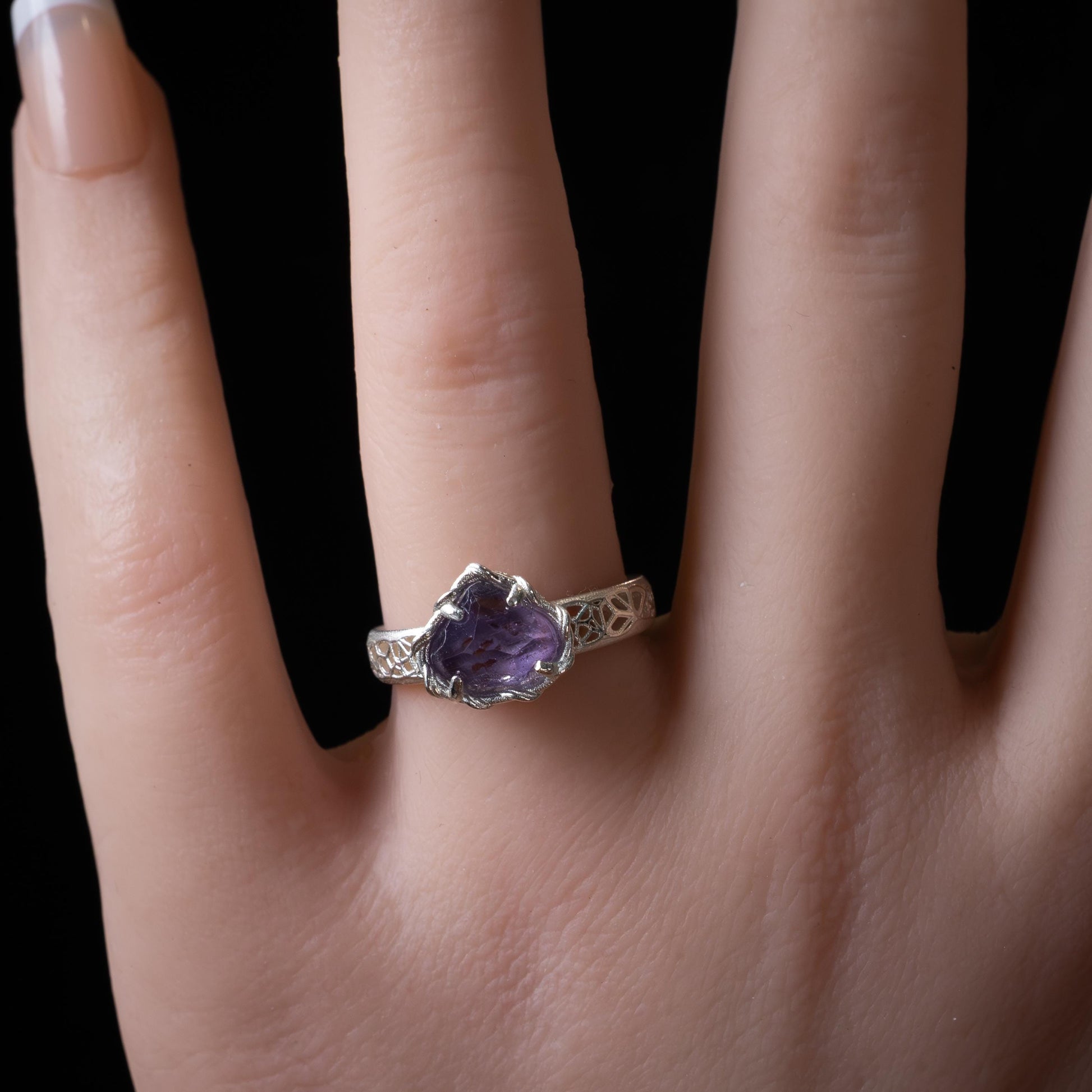 Sapphire Ring in Sterling Silver Soft Violet Solitaire item 1041 Sterling Silver, sapphire