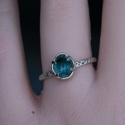 Hand Cut Montana Sapphire Solitaire Ring in Sterling Silver, item 1012 
