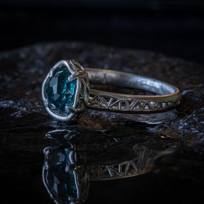 Hand Cut Montana Sapphire Solitaire Ring in Sterling Silver, item 1015 silver, sapphire