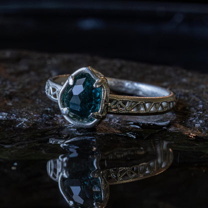 Hand Cut Montana Sapphire Solitaire Ring in Sterling Silver, item 1015 silver, sapphire