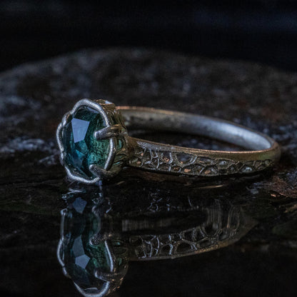 Hand Cut Montana Sapphire Solitaire Ring in Sterling Silver, item 1020 silver, sapphire