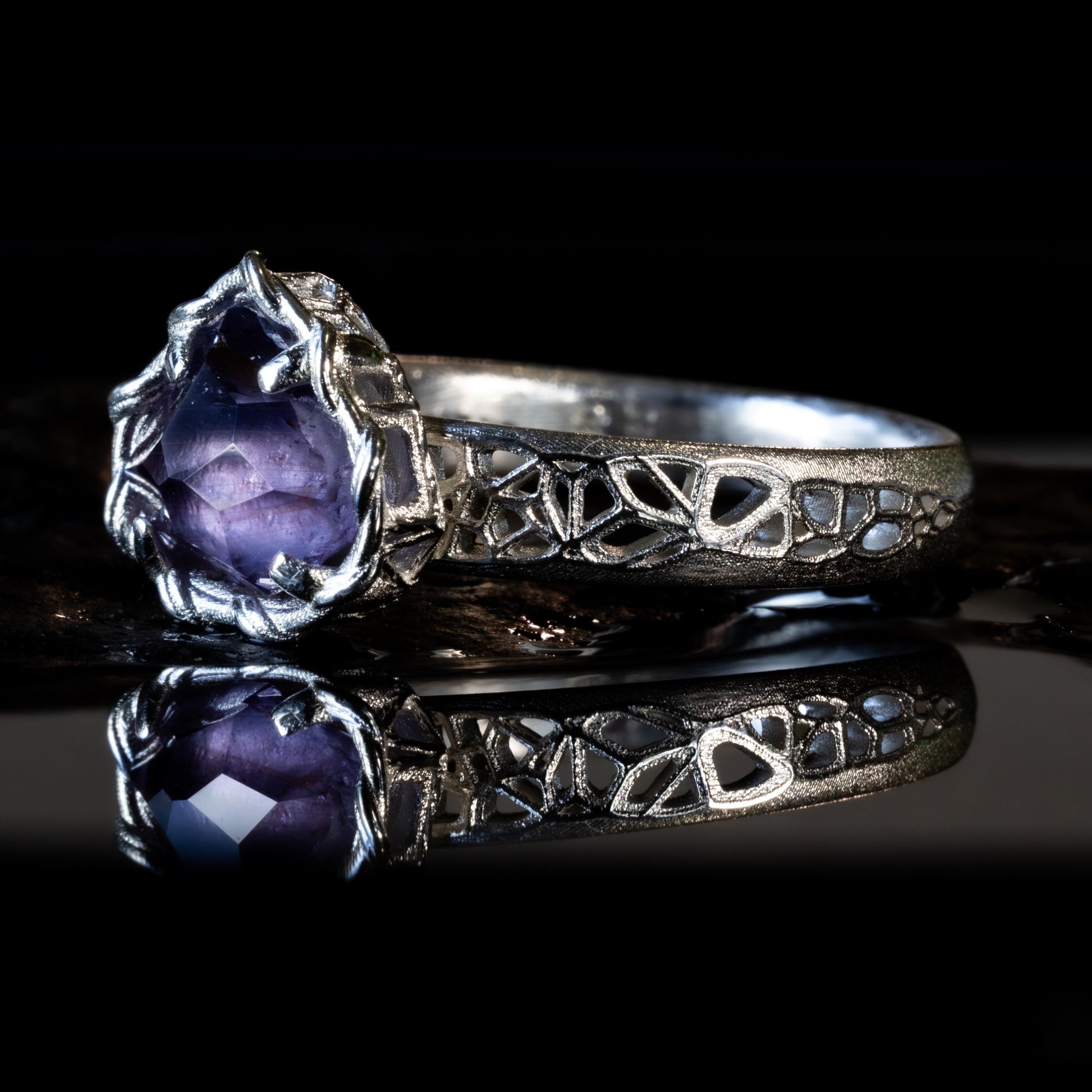 Sapphire Ring in Sterling Silver Soft Violet Solitaire item 1041 Sterling Silver, sapphire