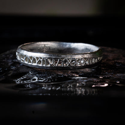 Sterling Silver Band Ring with Organic Lattice Texture item 1031 