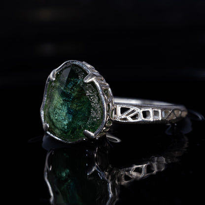 Hand Cut Montana Sapphire Solitaire Ring in Sterling Silver, item 1016 silver, sapphire