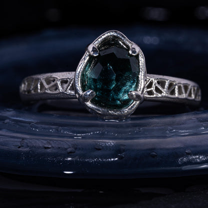 Hand Cut Montana Sapphire Solitaire Ring in Sterling Silver, item 1015 silver, sapphire
