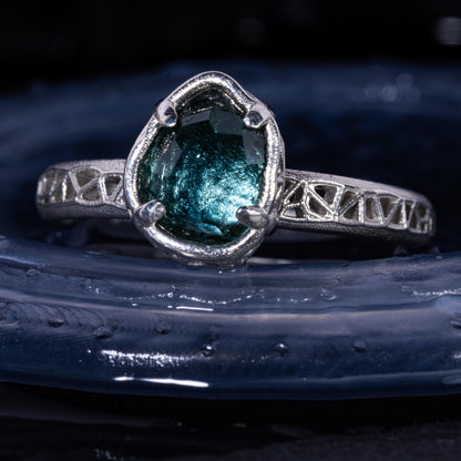 Hand Cut Montana Sapphire Solitaire Ring in Sterling Silver, item 1015 silver, sapphire