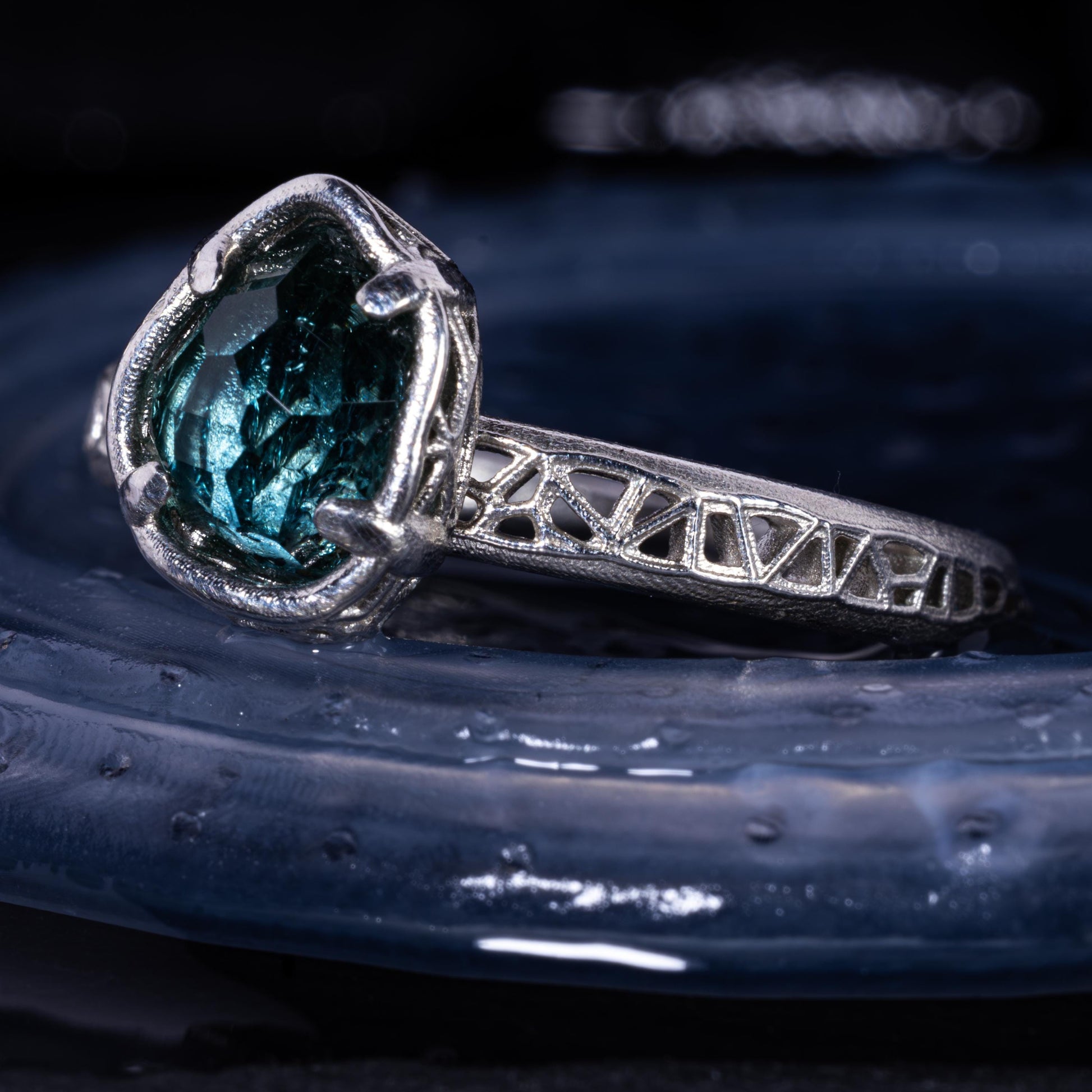 Hand Cut Montana Sapphire Solitaire Ring in Sterling Silver, item 1015 silver, sapphire