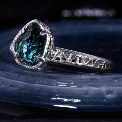 Hand Cut Montana Sapphire Solitaire Ring in Sterling Silver, item 1015 silver, sapphire