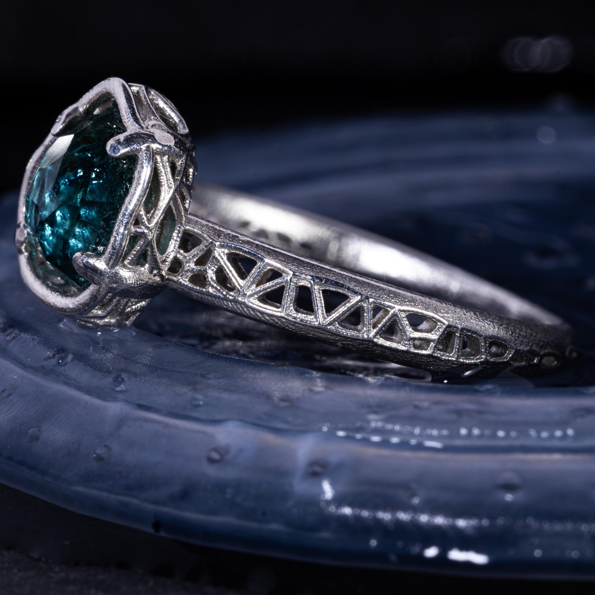 Hand Cut Montana Sapphire Solitaire Ring in Sterling Silver, item 1015 silver, sapphire