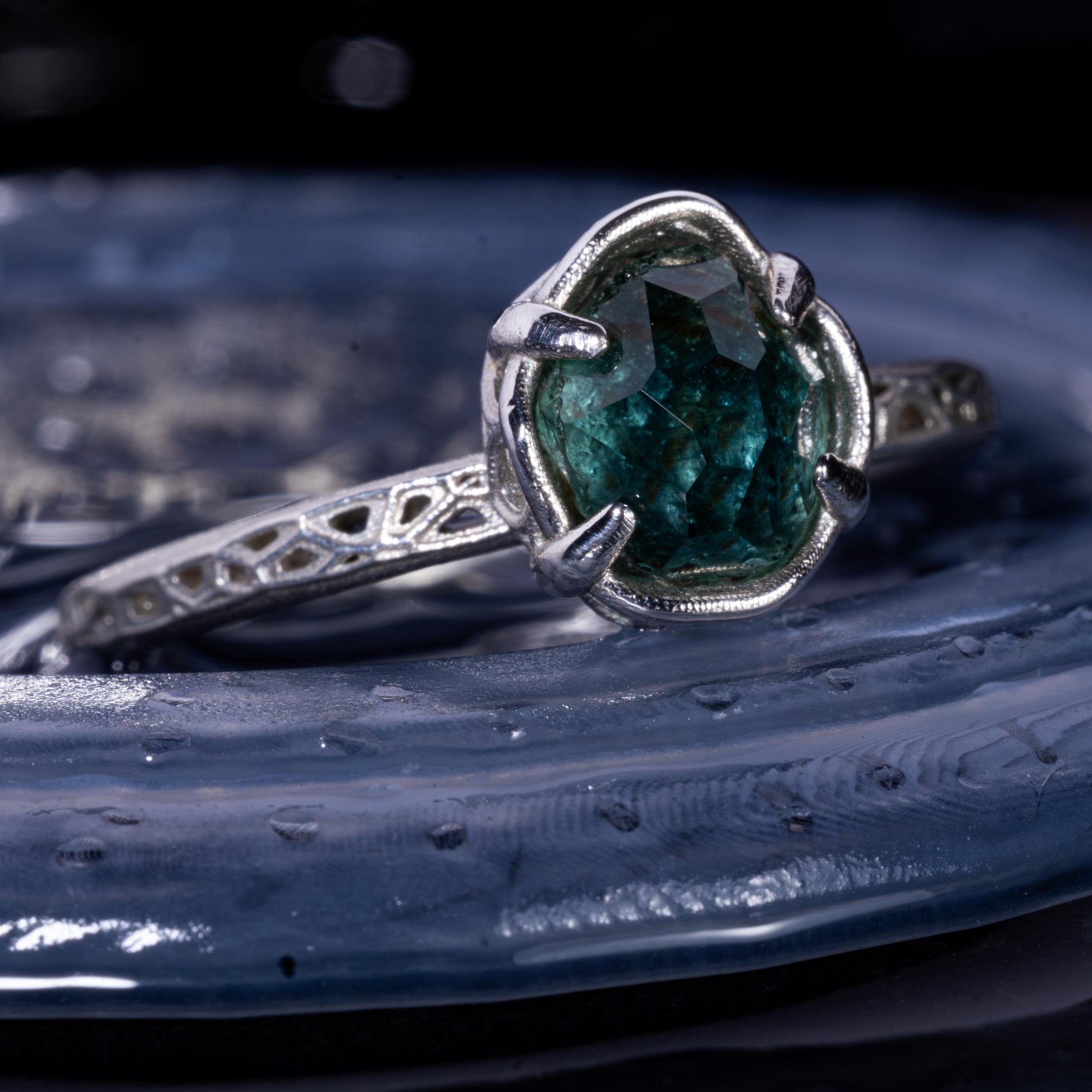 Hand Cut Montana Sapphire Solitaire Ring in Sterling Silver, item 1012 