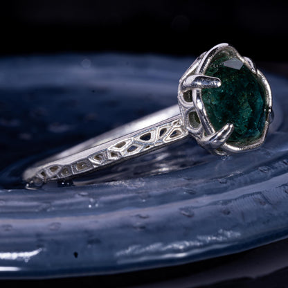 Hand Cut Montana Sapphire Solitaire Ring in Sterling Silver, item 1012 